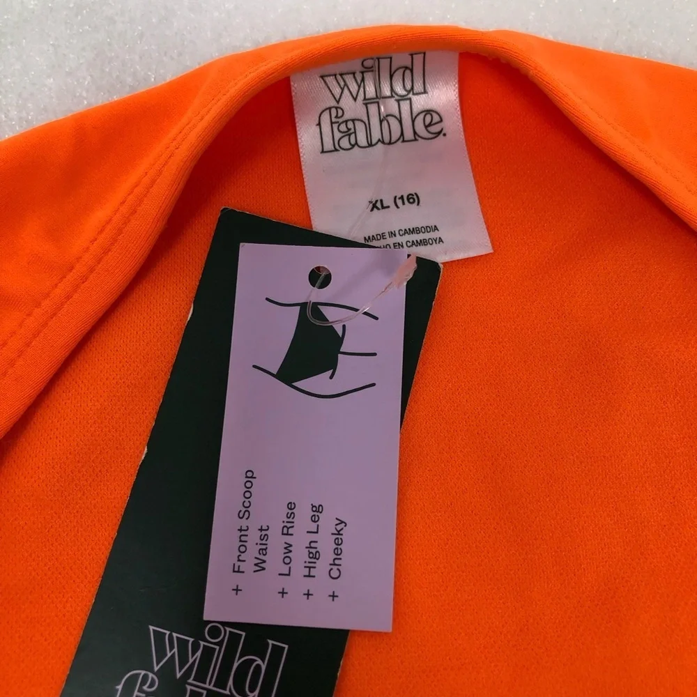 NWT Wild Fable Bikini Neon Orange Two Piece Size XL Bottom D/DD Top
